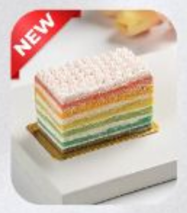 Rainbow cake slice