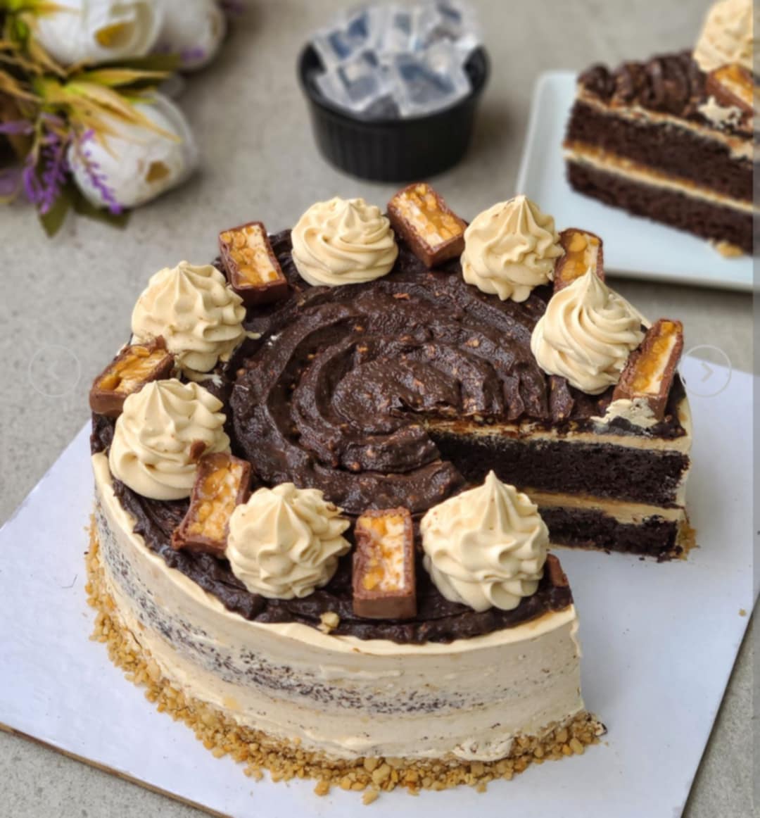 Snickers caramel chocolate cake